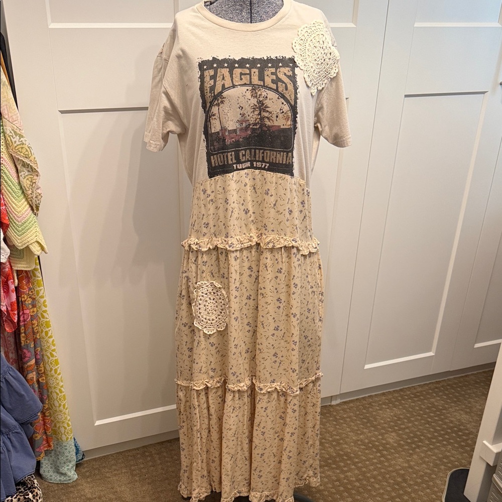 Eagles Hotel California One-of-a-kind handmade Maxi Dress with upcycled fabrics